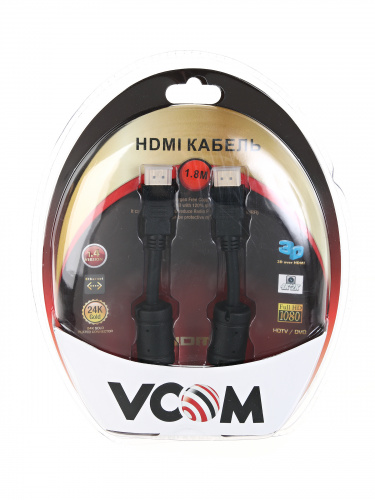 Кабель VCOM HDMI 19M/M ver 1.4+3D, позолоч. контакты, 2 фильтра, 1.8 м., блистер <VHD6020D-1.8MB> (1/32) фото 3