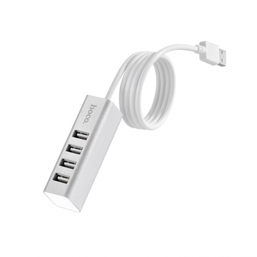 USB-концентратор HOCO HB1, 4 гнезда, 1 USB выход, цвет: белый (1/12/120) (6957531038146) фото 4