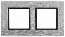 Рамка ЭРА, серии ЭРА Elegance, скрытой установки, на 2 поста, металл, сталь+антр