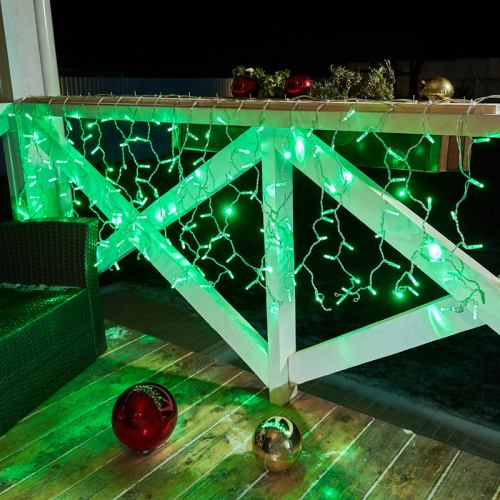 Гирлянда NEON-NIGHT "Светодиодный Дождь" 2x0,8м, прозрачный провод, 230 В, диоды Зеленые, 160 LED (1/20) (235-104) фото 7