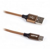 Зарядный USB Дата-кабель BMC-114 коричневый (1,2м) Micro USB, текстиль оплетка, металл корпус штекеров, в коробке (40086)