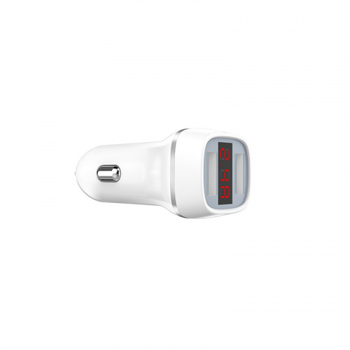 Блок питания автомобильный 2 USB Borofone, JoyRoad, BZ3, 2400mA, пластик, LED, цвет: белый (6957531081982) фото 3