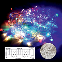 Гирлянда светодиодная ECOLA 220V IP44 Бахрома наращиваемая (базовая секция) 3x(0.2-0.5)м 150Led RGBW, 8 режимов, прозр.провод с вилкой (N5RM03ELC)
