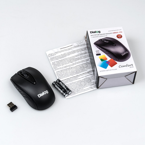 Мышь беспроводная DIALOG MROC-17U Comfort RF 2.4G, 3 кнопки + ролик прокрутки, USB, черный (1/4/48) фото 3