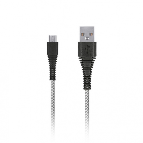 Дата-кабель Smartbuy USB - micro USB, "карбон", экстрапрочный, 1.0 м, до 2А, белый (iK-10n-2 white)