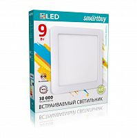 Светильник светодиодный SMARTBUY "Даунлайт" квадрат, белый Square-9W/4000K/IP20 (1/40) (SBL-DLSq-9-4K)