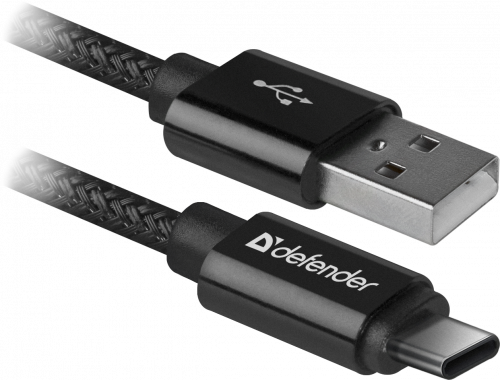 Кабель DEFENDER USB09-03T PRO USB2.0, черный, AM-Type-C, 1m, 2.1A (1/100) (87814) фото 2