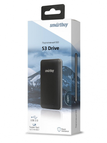 Внешний SSD  Smart Buy   512 GB  S3 Drive чёрный/серебро, 1.8", USB 3.0 (SB512GB-S3BS-18SU30)