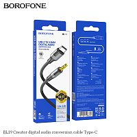 Кабель AUX, Jack 3,5mm(m) - Type-C Borofone BL19, 1.0м, круглый, пластик, цвет: черный (1/360) (6941991108334)