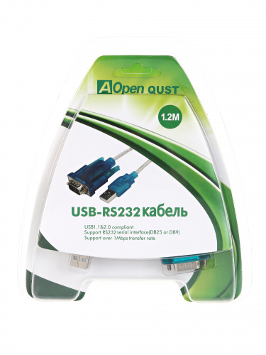 Кабель-переходник Aopen USB Am -> RS-232 DB9M, винты (добавляет в систему  COM порт) (1/30) (ACU804) фото 3