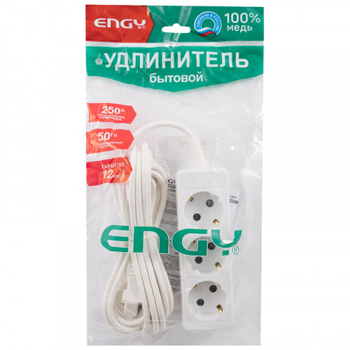 Удлинитель ENGY "Гранд" 3м/3роз. с заземлением (ПВС 3х0,75) (1/30) (186690) фото 2