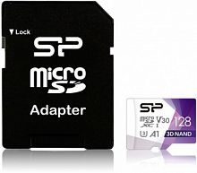 Карта памяти MicroSD  128GB  Silicon Power Class 10  Superior Pro Colorful + SD адаптер (SP128GBSTXDU3V20AB)