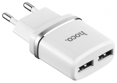 Блок питания сетевой 2 USB HOCO C12, 2400mA, пластик, цвет: белый (1/10/100) (6957531047759) фото 16