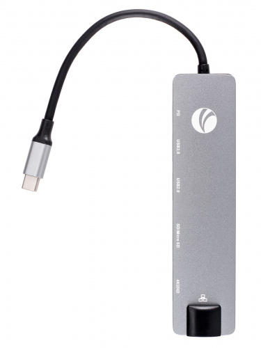 USB-концентратор Type-Cm -->HDMI A(f) 4K@30Hz+USB3.0+USB2.0+RJ45+TF+CD+PD,VCOM, Alum Shell, VCOM<CU4351> (1/100) фото 4