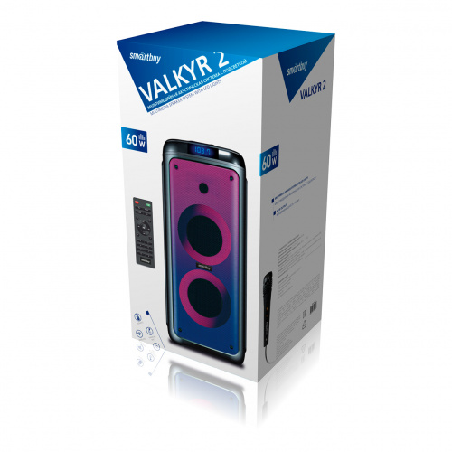 Портативная акустика напольная Smartbuy VALKYR 2, 60Вт, Bluetooth, MP3, FM-радио, микрофон, пульт ДУ(SBS-5550)(1/1) фото 3