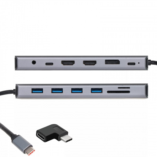 USB-концентратор TypeC -->(2HDMI+DP)4K*60Hz+3USB3.0+TC+USB2.0+RJ45+SD+TF+PD+audio+TCадаптер, VCOM <4706> (1/100) (CU4706) фото 5