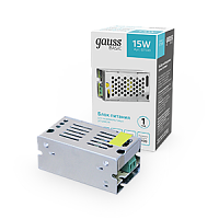 Блок питания GAUSS Basic для светодиодной ленты 12V 15W IP20 1/200 (BT500)