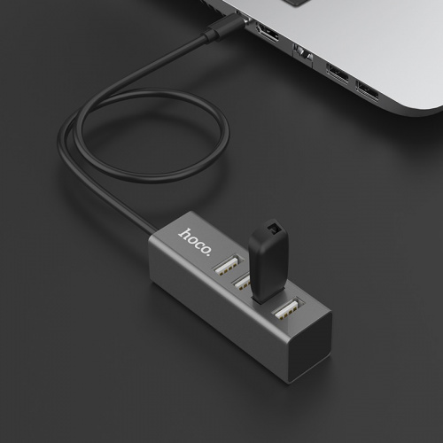HUB Type-C HOCO HB1, на 4 порта USB 2.0, серебряный (6931474717900) фото 5