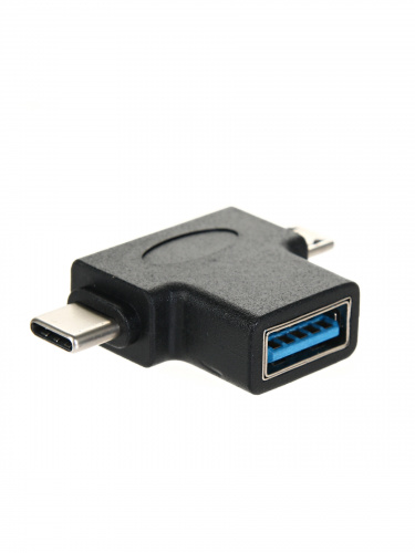 Переходник OTG 2 в 1, Micro USB 2.0 +Type-C --> USB 3.0 Af  VCOM <CA434> (1/250)