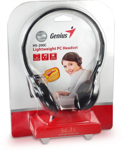 Компьютерная гарнитура GENIUS HS-200C черная (31710151100) (1/100) фото 2