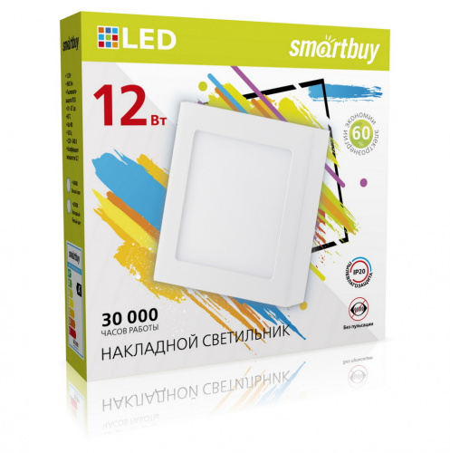 Светильник светодиодный SMARTBUY накладной Square SDL -12w/4000K/IP20 (SBL-SqSDL-12-4K)