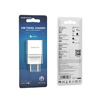Блок питания сетевой 1 USB Borofone BA19A, Nimble, 1A, пластик, цвет: белый (1/65/260) (6931474700667)