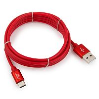 Кабель USB 2.0 Cablexpert, AM/Type-C, серия Silver, длина 1.8м, красный, блистер (CC-S-USBC01R-1.8M)