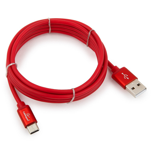 Кабель USB 2.0 Cablexpert, AM/Type-C, серия Silver, длина 1.8м, красный, блистер (CC-S-USBC01R-1.8M)