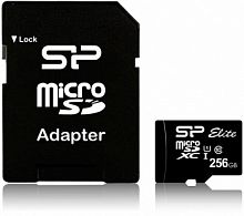 Карта памяти MicroSDXC  256GB  Silicon Power Class 10 Elite UHS-I (R/W 75/15 Mb/s) + SD адаптер (SP256GBSTXBU1V10SP)