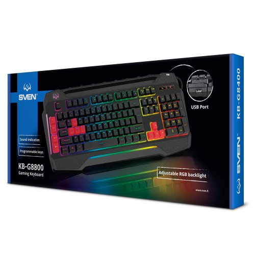 Клавиатура проводная игровая SVEN KB-G8800 (109 кл, макросы, RGB-подсветка, звук. индикация, USB-порт), черная (1/10) (SV-017675) фото 2