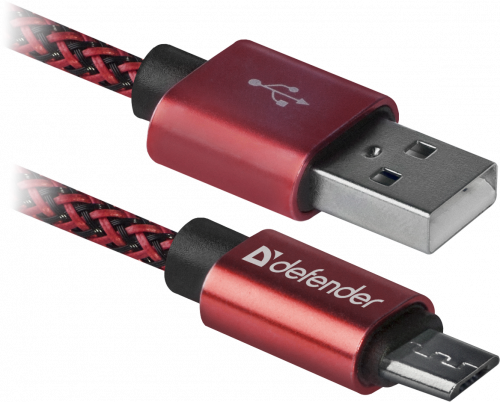 Кабель DEFENDER USB08-03T PRO USB2.0, красный, AM-MicroBM, 1m, 2.1A (1/100) (87801) фото 2