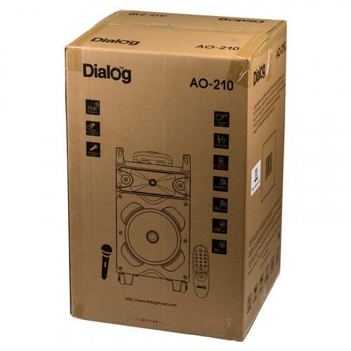 Портативная акустика напольная Dialog Oscar AO-210, 70W RMS, Караоке с беспр. микр, BT+FM+USB+SD+GT вход, черный фото 2