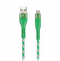 Кабель Smartbuy MicroUSB ПВХ сетка зеленый, 2 A, 1 м BOX(iK-12CAC-NBgreen) (1/60)