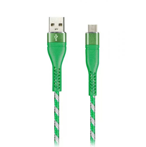 Кабель Smartbuy MicroUSB ПВХ сетка зеленый, 2 A, 1 м BOX(iK-12CAC-NBgreen) (1/60)