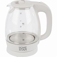 Чайник Homestar HS-1012 (1,7 л) стекло, пластик белый (1/6) (003566)