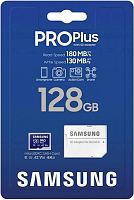 Карта памяти MicroSD  128GB  Samsung Class 10 Pro Plus A2 V30 U3 (R/W 180/130 MB/s) + SD адаптер (MB-MD128SA/KR)