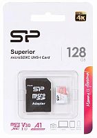 Карта памяти MicroSD  128GB  Silicon Power Class 10  Superior UHS-I U3 A1 (R/W 100/80 Mb/s) + SD адаптер (SP128GBSTXDV3V20SP)