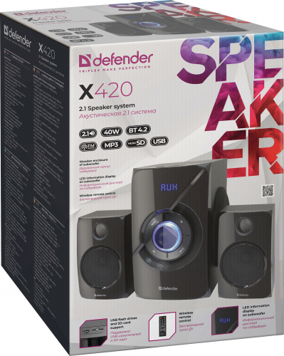 Активная система DEFENDER 2.1 X420, черный, 40 Вт, Bluetooth, FM/MP3/SD/USB (1/4) (65525) фото 9