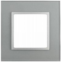 Рамка ЭРА, серии ЭРА Elegance, скрытой установки, на 1 пост, стекло, алюминий+алюм