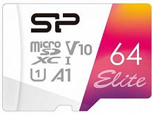 Карта памяти MicroSD  64GB  Silicon Power Class 10  Elite UHS-I V10 A1 (R/W 100/30 Mb/s) + SD адаптер (SP064GBSTXBV1V20SP)