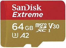 Карта памяти MicroSD  64GB  SanDisk Class 10 Extreme UHS-I U3 (170 Mb/s) без адаптера (SDSQXAH-064G-GN6MN)