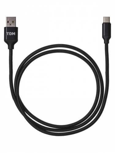 Дата-кабель TDM ДК 8, USB - USB Type-C, 1 м, тканевая оплетка, черный, (1/200) (SQ1810-0308) фото 4