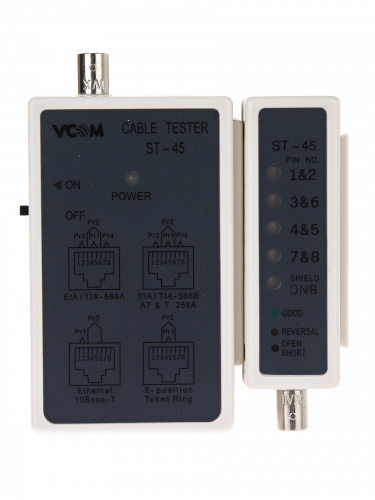 Тестер LAN ST-45 для BNC, RJ-45 VCOM <D1930> (1/50) фото 2