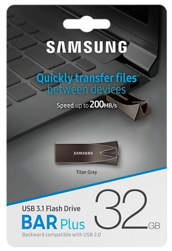 Флеш-накопитель USB 3.1  32GB  Samsung  Bar Plus  темно-серый (MUF-32BE4/APC) фото 8