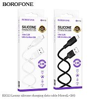 Кабель USB - микро USB Borofone BX113 Lenny, 1.0м, 2.4A, силикон, цвет: чёрный (1/360) (6941991115417)