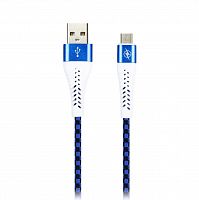 Кабель Smartbuy USB - MicroUSB CHESS синий, 2 А, 1 м (ik-12CSS blue)