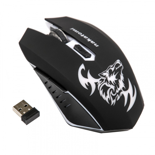 Беспроводная игровая мышь Nakatomi Gaming RF 2.4G Optical MROG-15U, USB, 6 кнопок+ролик, черный (1/4) фото 3