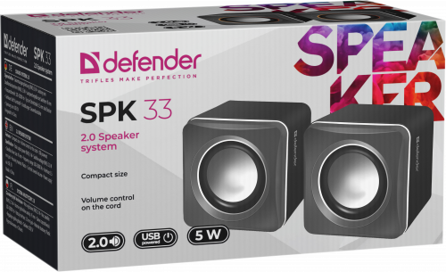Активная система DEFENDER 2.0, SPK-33, серый, 5 Вт, USB (1/100) (65632) фото 4