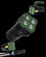Фонарь КОСМОС светодиодный KOC902Lit прожектор аккум 4Вт +3Вт COB/Li-ion18650 1200mAh/индикатор/USBшн/креп для вело (1/48)