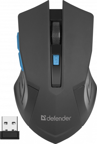 Беспроводная мышь DEFENDER Accura MM-275, 6 кнопок, 800-1600 dpi, USB, синий(140) (52275) фото 2